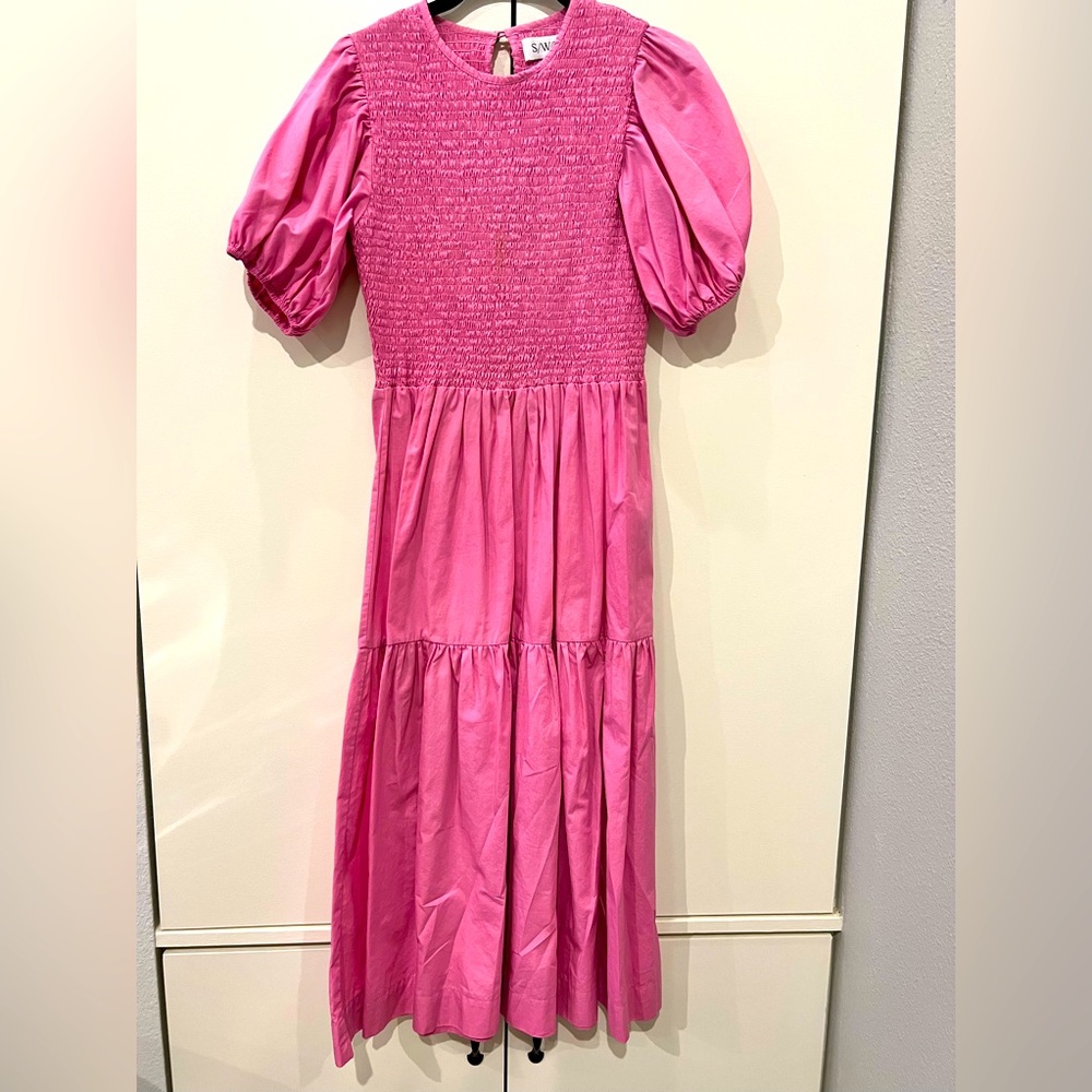 SWF pink smocked dress, size M